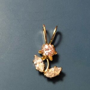 14k Pink & white stone Pendant